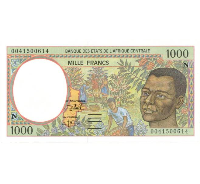 Банкнота 1000 франков 2000 года Центрально-Африканский валютный союз — литера N (Экваториальная Гвинея) (Артикул B2-10518)