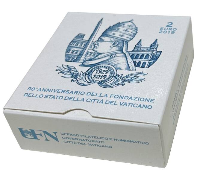 Монета 2 евро 2019 года Ватикан «90 лет со дня основания города-государства Ватикан» (Артикул M2-65355)