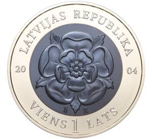 1 лат 2004 года Латвия «Монета времени — Календарь»