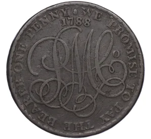 Токен 1 пенни 1788 года Великобритания (Остров Англси — компания Parys Mines Co)
