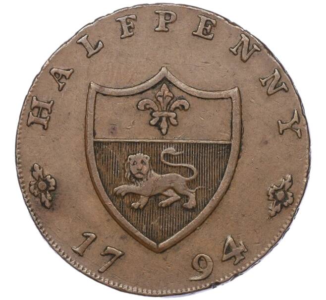 Монета Токен 1/2 пенни 1794 года Великобритания (Ланкашир-Ланкастер — Джон Гонт) (Артикул: K11-95108) — Фото №2