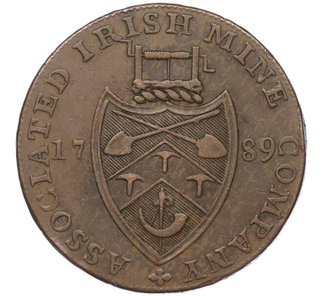 Монета Токен 1/2 пенни 1789 года Великобритания (Уиклоу — Объединtнная Ирландская Горнодобывающая Компания) (Артикул: K11-95109) — Фото №2