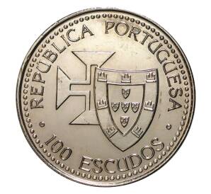 100 эскудо 1989 года Португалия «Золотой век открытий — Открытие острова Мадейра» — Фото №2