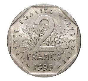 2 франка 1993 года 50 лет Национальному движению сопротивления — Фото №2