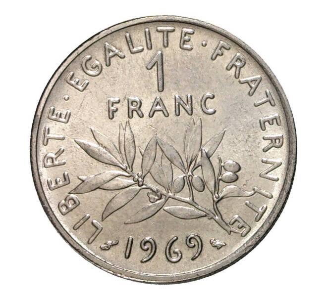 Монета 1 франк 1969 года (Артикул: M2-10188) — Фото №1