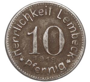 10 пфеннигов 1919 года Германия — город Лембек (Нотгельд) — Фото №2