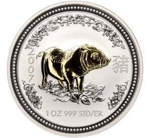 1 доллар 2007 года Австралия «Китайский гороскоп — Год свиньи» (Позолота) — Фото №1