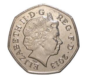 50 пенсов 2013 года 100 лет со дня рождения Кристофера Айронсайда — Фото №2