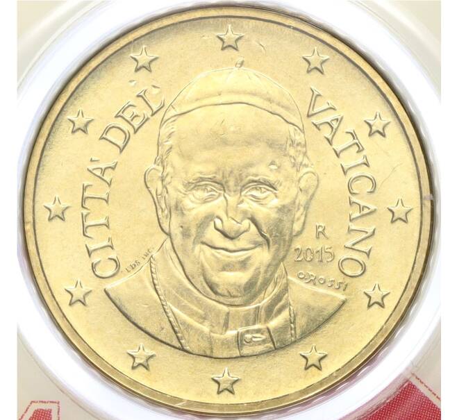 Монета 50 евроцентов 2015 года Ватикан (в блистере с почтовой маркой) (Артикул: M2-65923)