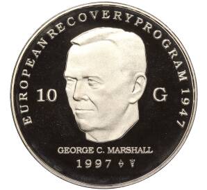10 гульденов 1997 года Нидерланды «Джордж Кэтлетт Маршалл» — Фото №1
