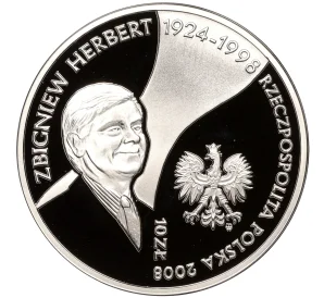 10 злотых 2008 года Польша «10 лет со дня смерти Збигнева Херберта»