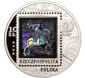 10 злотых 2008 года Польша «450 лет польской почтовой службе» — Фото №2