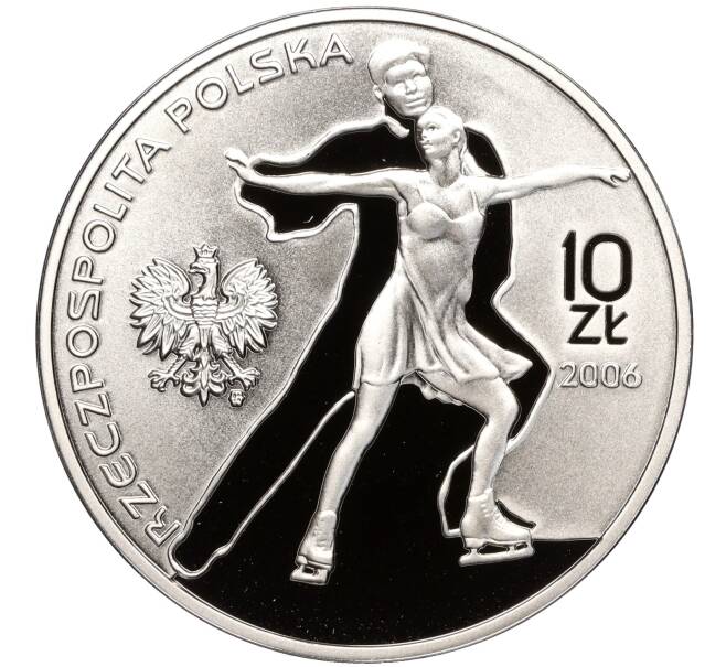 Монета 10 злотых 2006 года Польша «XX зимние Олимпийские игры 2006 в Турине — Фигурное катание» (Артикул: M2-65990) — Фото №2