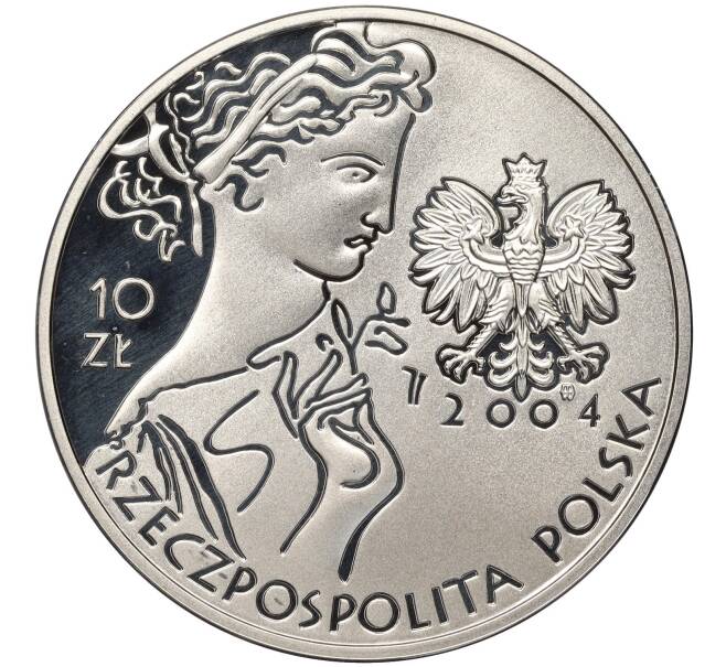 Монета 10 злотых 2004 года Польша «XXVIII летние Олимпийские Игры 2004 в Афинах — Фехтование» (Артикул: M2-66006) — Фото №2