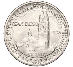 1/2 доллара (50 центов) 1936 года D США «Калифорнийская Тихоокеанская международная выставка в Сан-Диего»