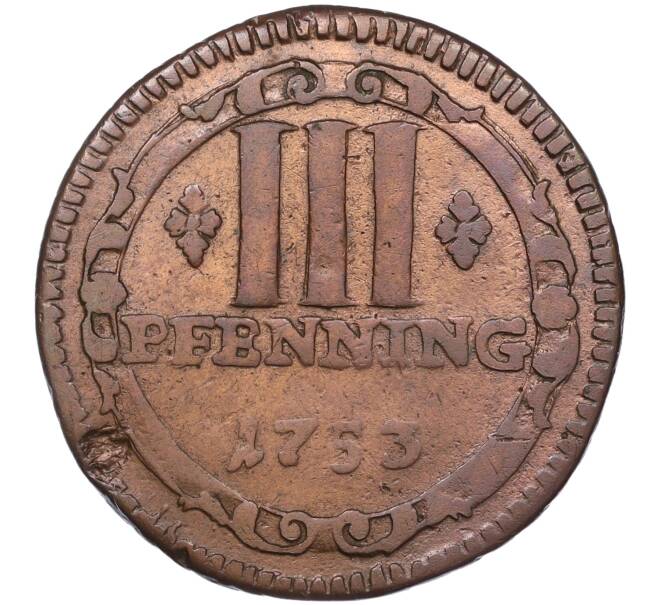 Монета 3 пфеннига 1753 года Мюнстер (Артикул: K27-84020) — Фото №1