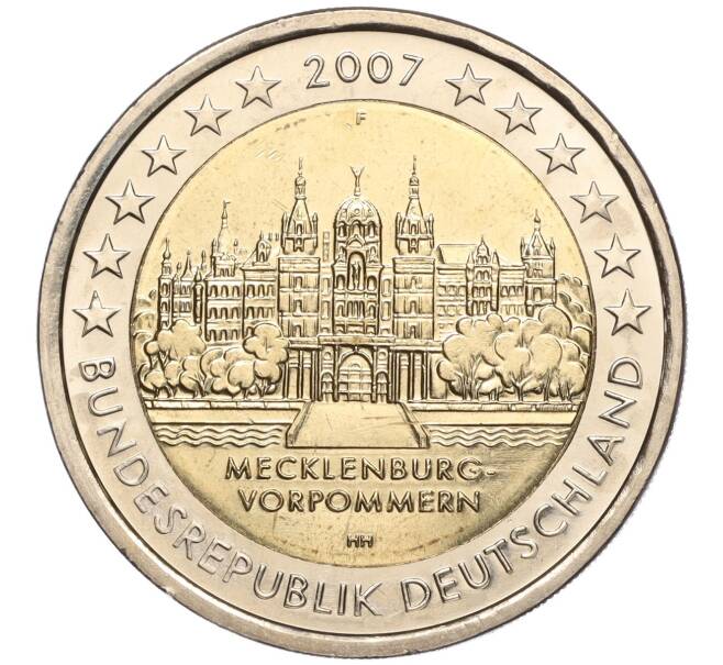 Монета 2 евро 2007 года F Германия «Федеральные земли Германии — Мекленбург-Передняя Померания (Шверинский Замок)» (Артикул: M2-66460) — Фото №1