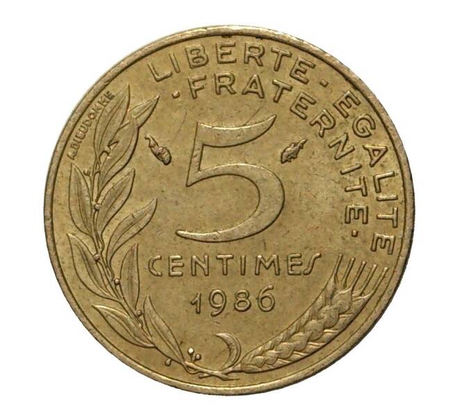 Монета 5 сантимов 1986 года (Артикул: M2-3893) — Фото №1