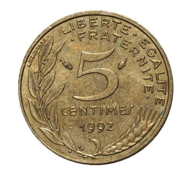 Монета 5 сантимов 1992 года (Артикул: M2-3896) — Фото №1