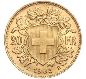 20 франков 1935 года Швейцария — Фото №1