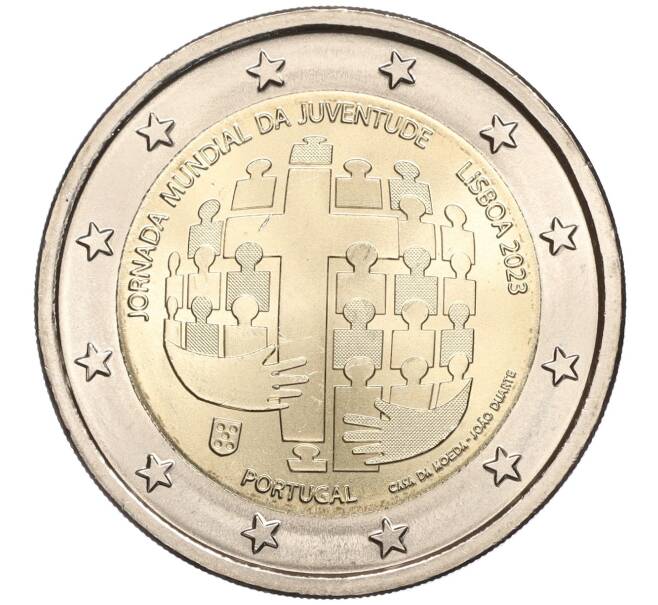 Монета 2 евро 2023 года Португалия «Всемирный день молодежи в Лиссабоне 2023» (Артикул: M2-66591) — Фото №1