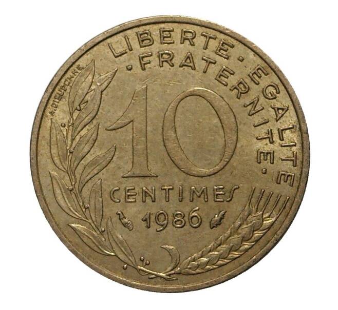 Монета 10 сантимов 1986 года (Артикул: M2-3907) — Фото №1