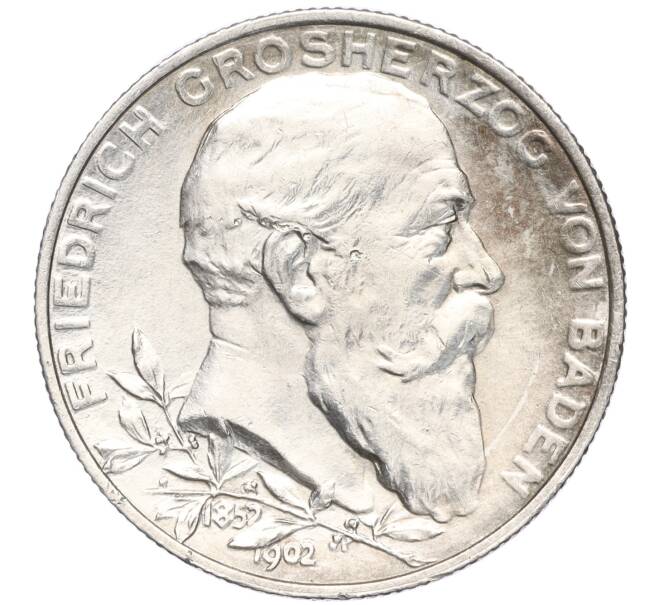 Монета 2 марки 1902 года Германия (Баден) «50 лет правлению Фридриха I» (Артикул: M2-66662) — Фото №1