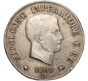 5 лир 1809 года М Наполеоновское королевство Италия — Фото №1