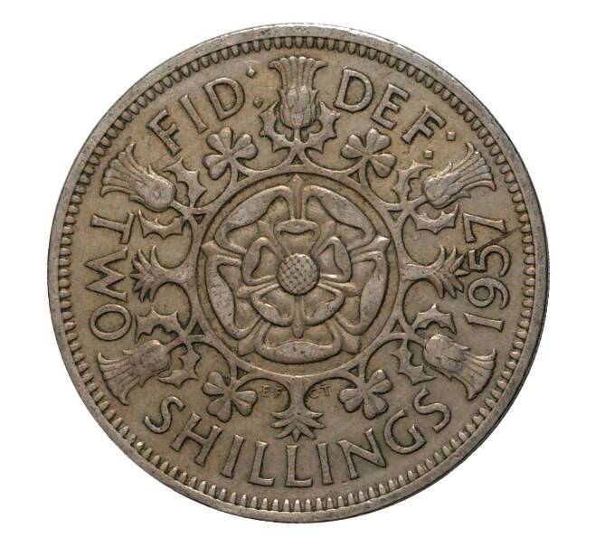 Монета 2 шиллинга 1957 года (Артикул: M2-3933) — Фото №1