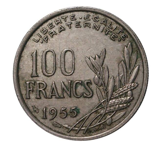 Монета 100 франков 1955 года (Артикул: M2-3944) — Фото №1