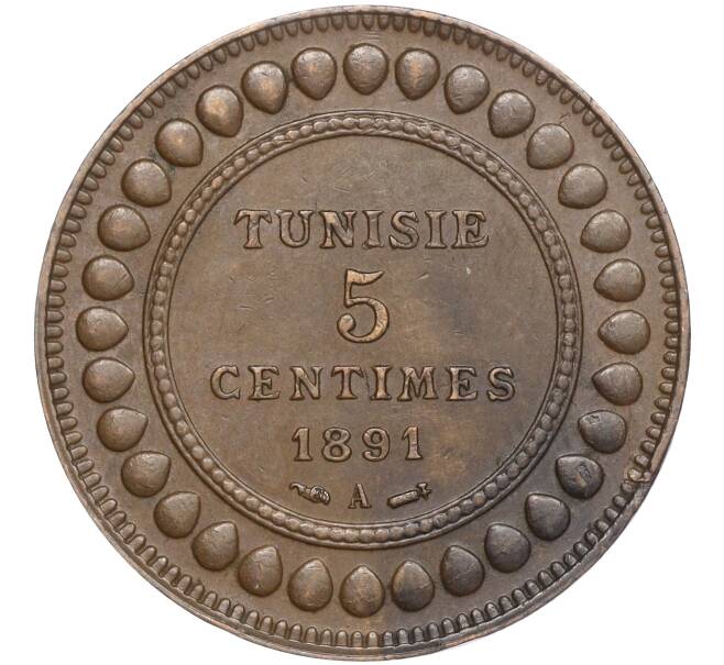 Монета 5 сантимов 1891 года Тунис (Французский протекторат) (Артикул K11-97496)