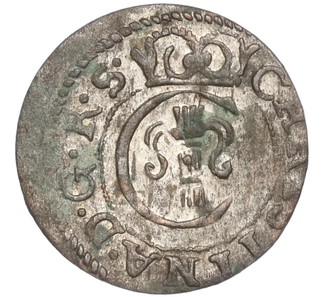 Монета 1 солид 1652 года Шведская оккупация Ливонии — королева Кристина (Артикул K11-97609)