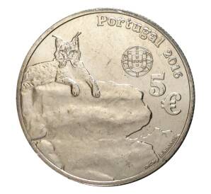 5 евро 2016 года Португалия «Пиренейская рысь» — Фото №2