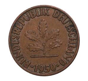 1 пфенниг 1950 года F — Фото №1