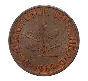 1 пфенниг 1969 года D — Фото №1