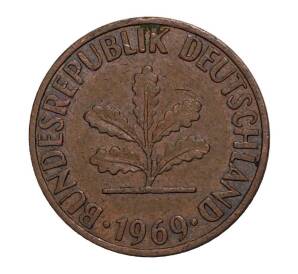 1 пфенниг 1969 года J — Фото №1