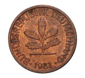 1 пфенниг 1981 года F — Фото №1