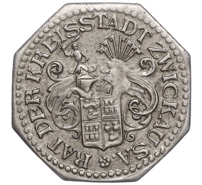 Монета 10 пфеннигов 1918 года Германия — город Цвиккау (Нотгельд) (Артикул K11-98753)
