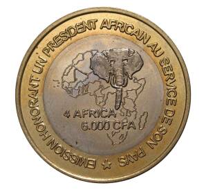 6000 франков КФА 2003 года Президент Пауль Бийя