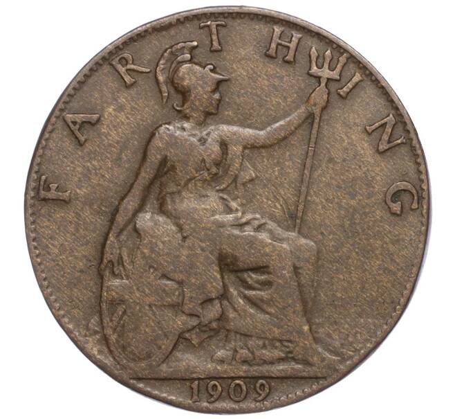 Монета 1 фартинг 1909 года Великобритания (Артикул K11-99649)
