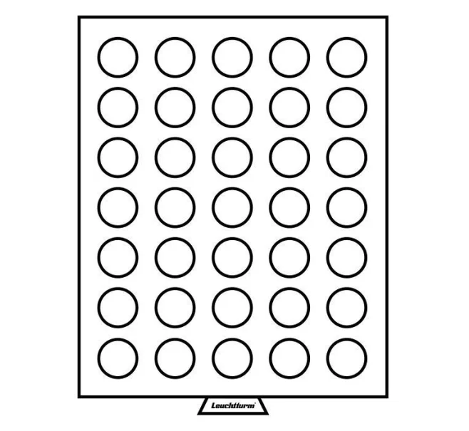 Кассета на 35 круглых ячеек для хранения и презентации монет диаметром до 32.5 мм (LEUCHTTURM 331868) (Артикул L1-30000)
