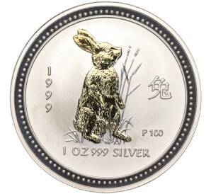 1 доллар 1999 года Австралия «Китайский гороскоп — Год кролика» (Позолота) — Фото №1