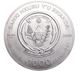 1000 франков 2009 года Руанда «Знаки зодиака — Овен»