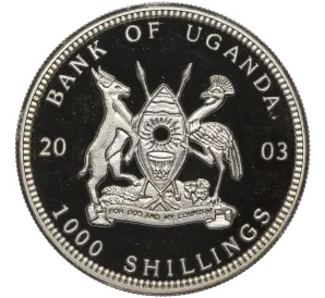 1000 шиллингов 2003 года Уганда «Гориллы Африки»
