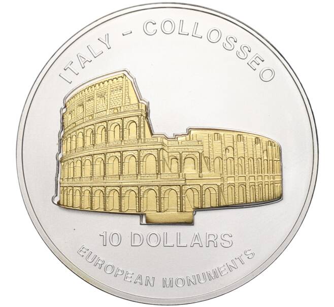 Монета 10 долларов 2004 года Науру «Европейские памятники — Колизей» (Артикул K11-101046)