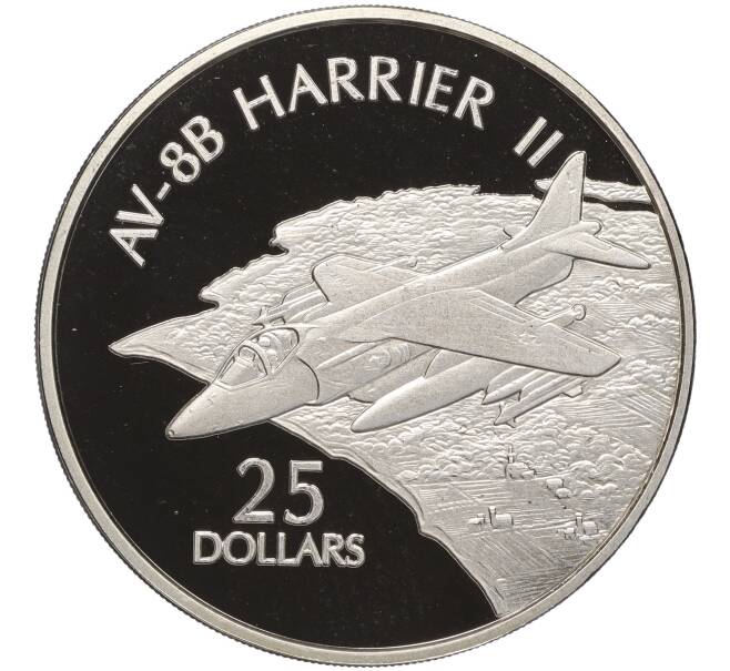 Монета 25 долларов 2003 года Соломоновы острова «Самолеты — McDonnell Douglas AV-8B Harrier II» (Артикул K11-101059)