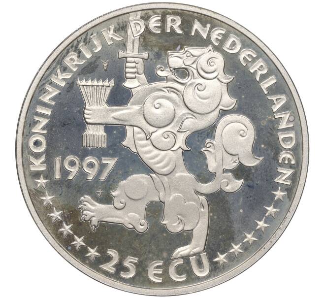 Монета 25 экю 1997 года Нидерланды «400 лет отношениям между Нидерландами и Россией» (Артикул: K11-101085) — Фото №2