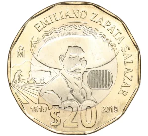 20 песо 2019 года Мексика «100 лет со дня смерти Эмилиано Сапаты Саласара»