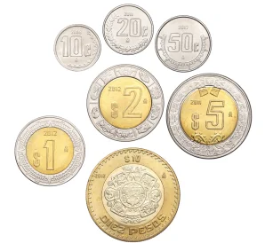 Набор из7 монет 2008-2012 года Мексика