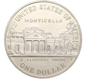 1 доллар 1993 года P США «250 лет со дня рождения Томаса Джефферсона»